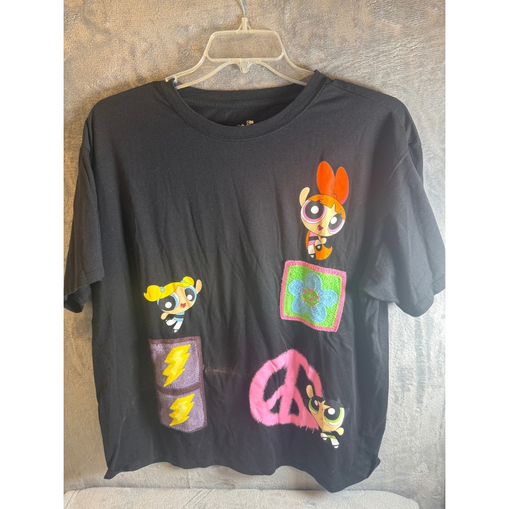 Cartoon Network Powerpuff Girls T-Shirt W 3XL Black Good Graphic Patches